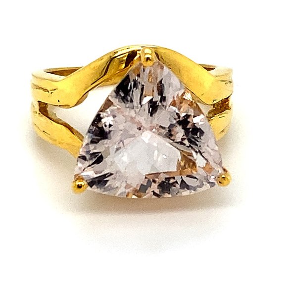 Morganite 9.02ct Solid 18K Yellow Gold Ring - Picture 1 of 7